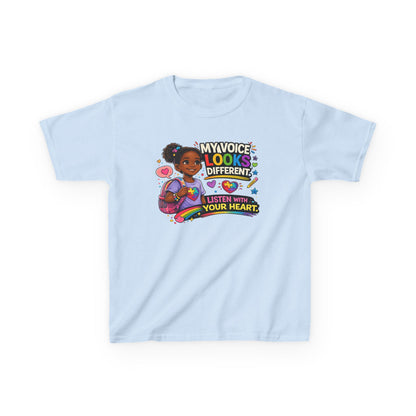 My Voice Looks Different: Listen With Your Heart – Youth Autism Advocacy Tee