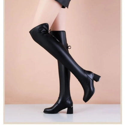 Stylish Leather Elastic Boots [NEW]